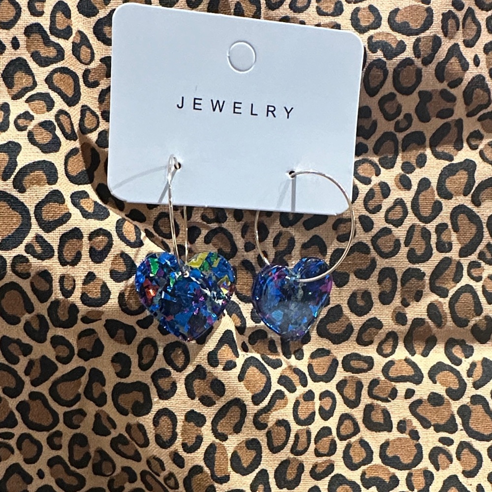 Iridescent 💙 Heart Hoop Earrings